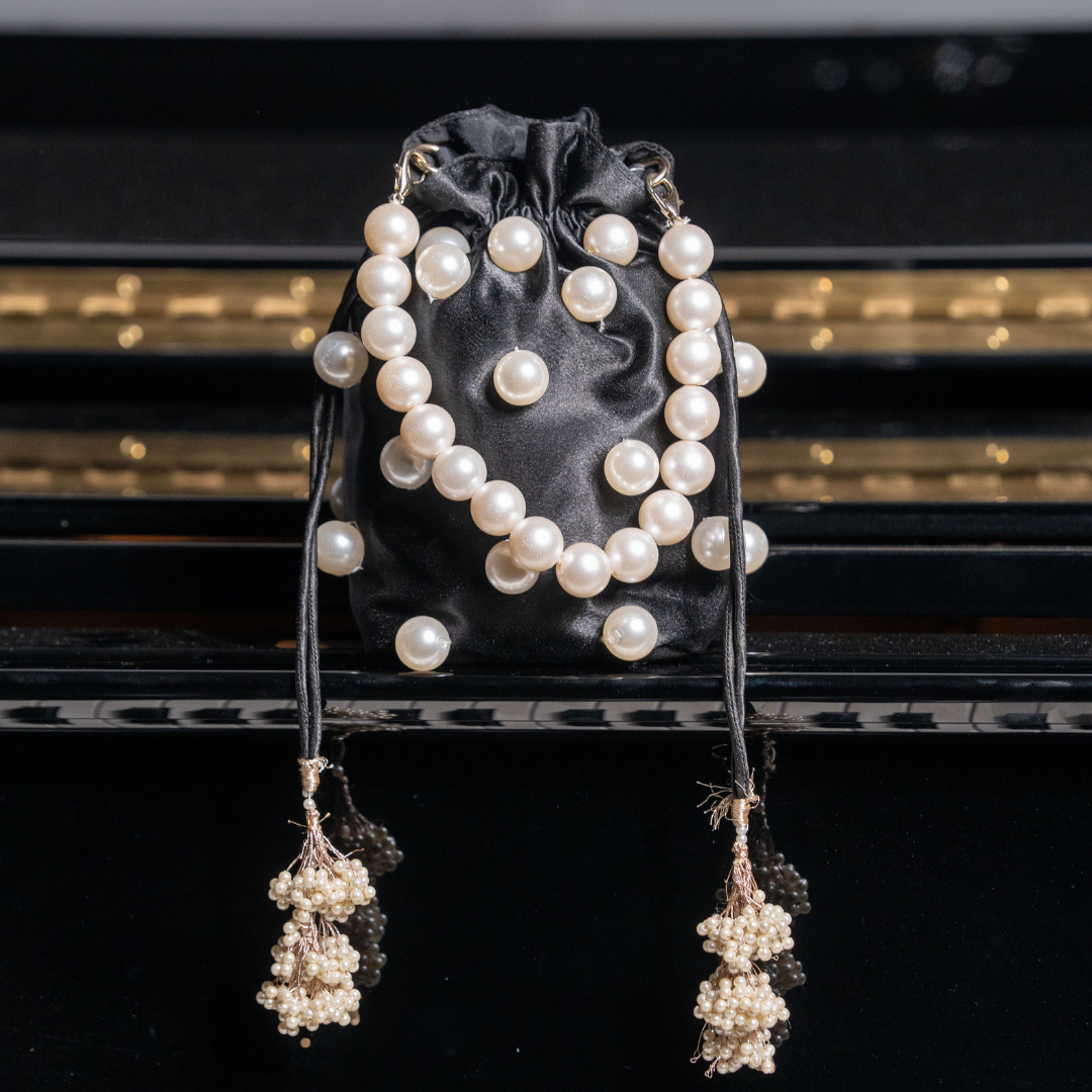 Midnight Pearl Drawstring Bag