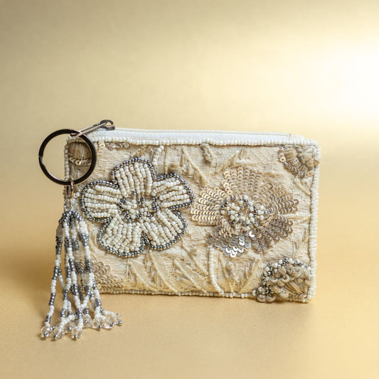 Floral Embellished Coin Pouch