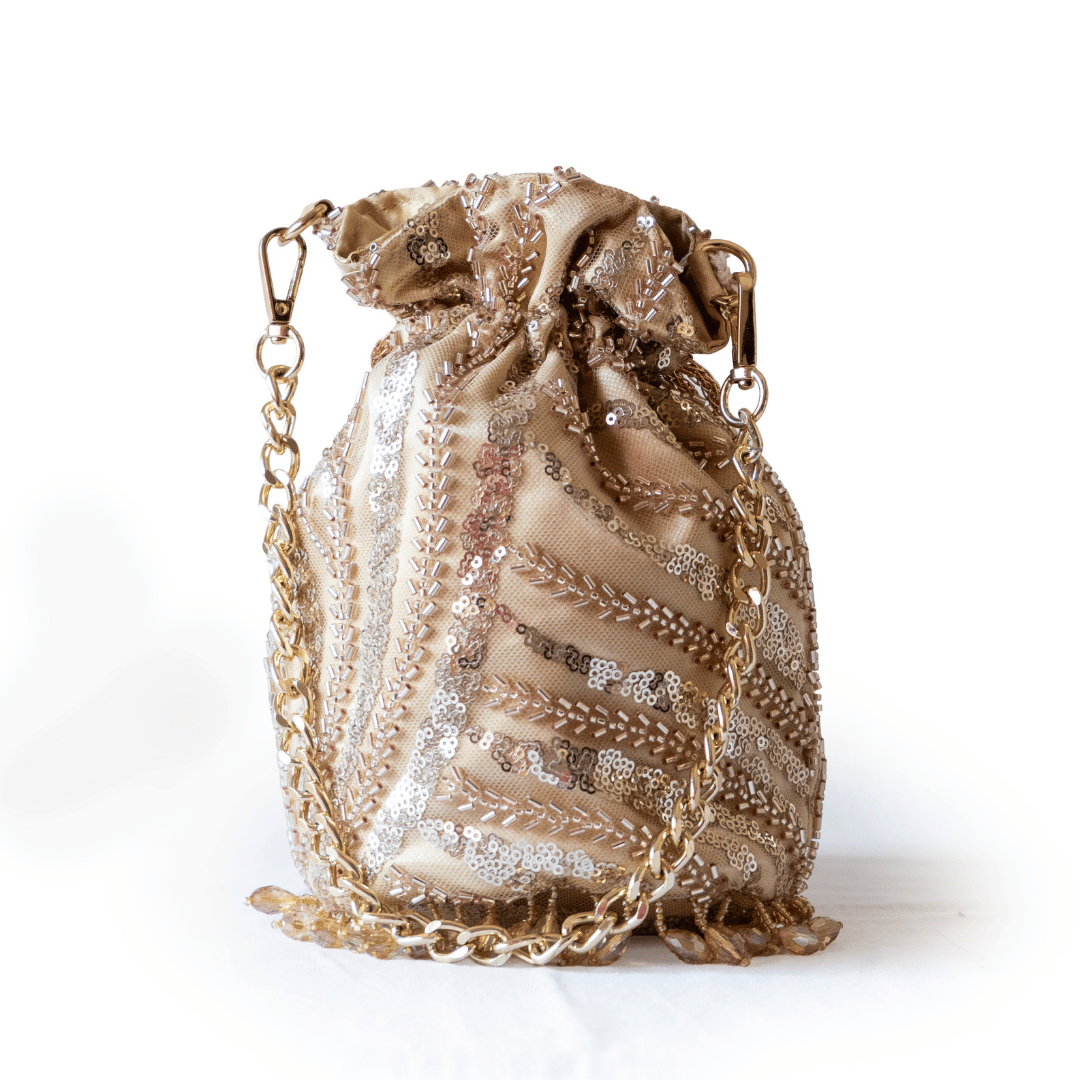 Champagne Glitz Chain Potli