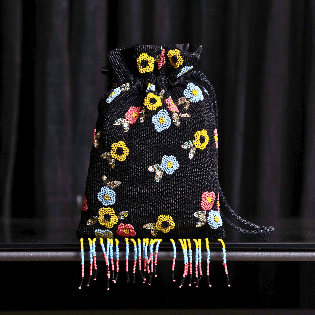 Floral Beaded Fringe Potli