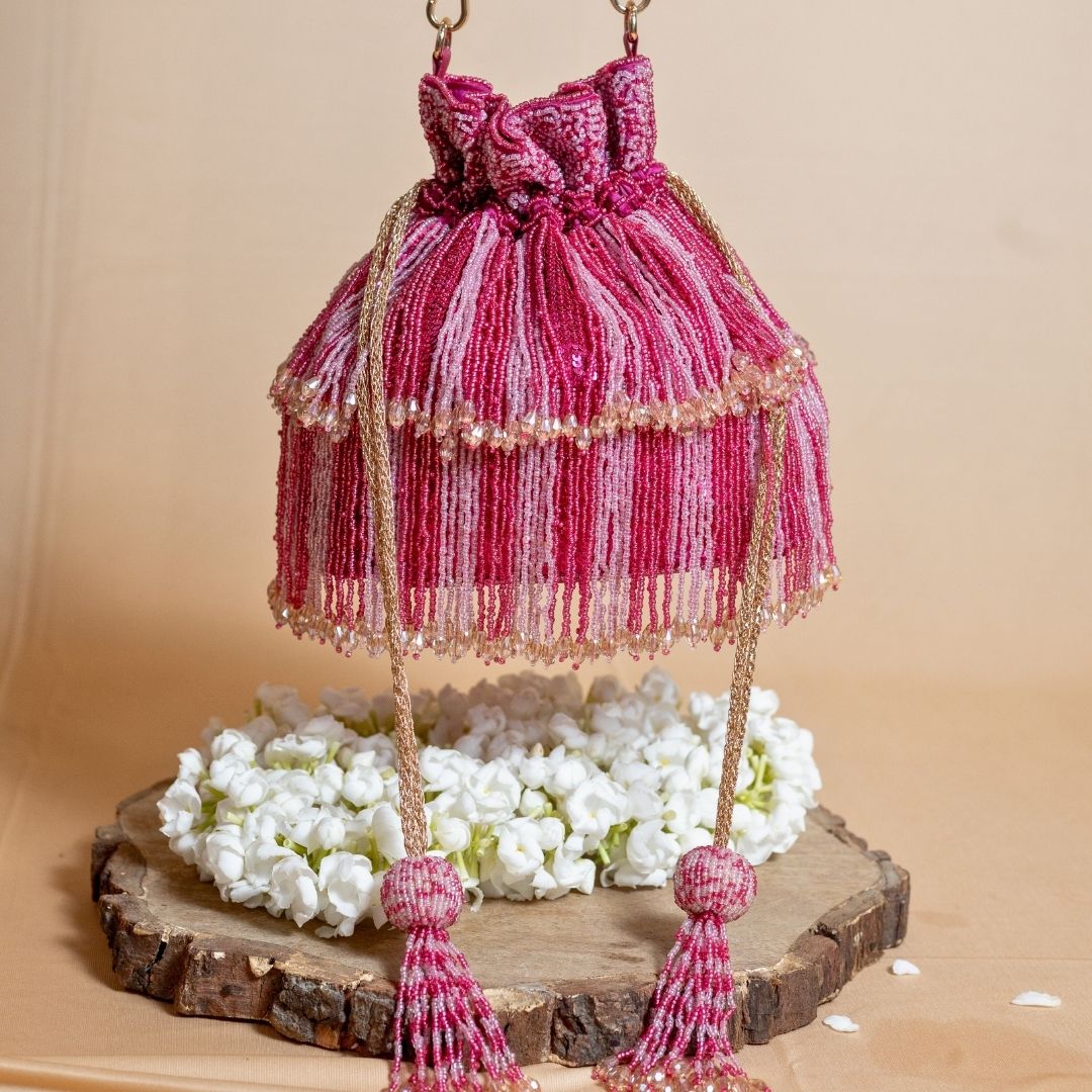 Fuchsia Sequin Beaded Potli Bag